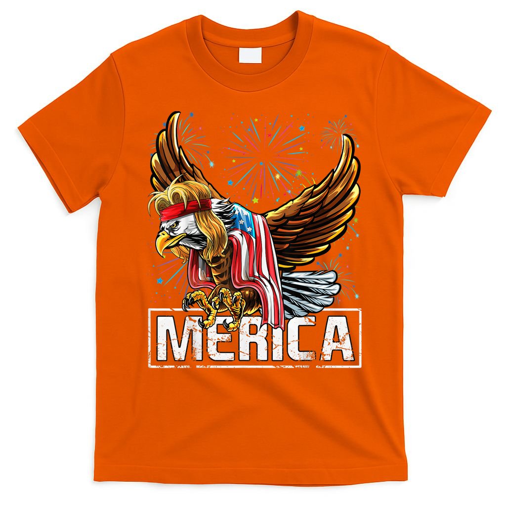 Merica Bald Eagle Mullet 4th of July American Flag Patriotic T-Shirt