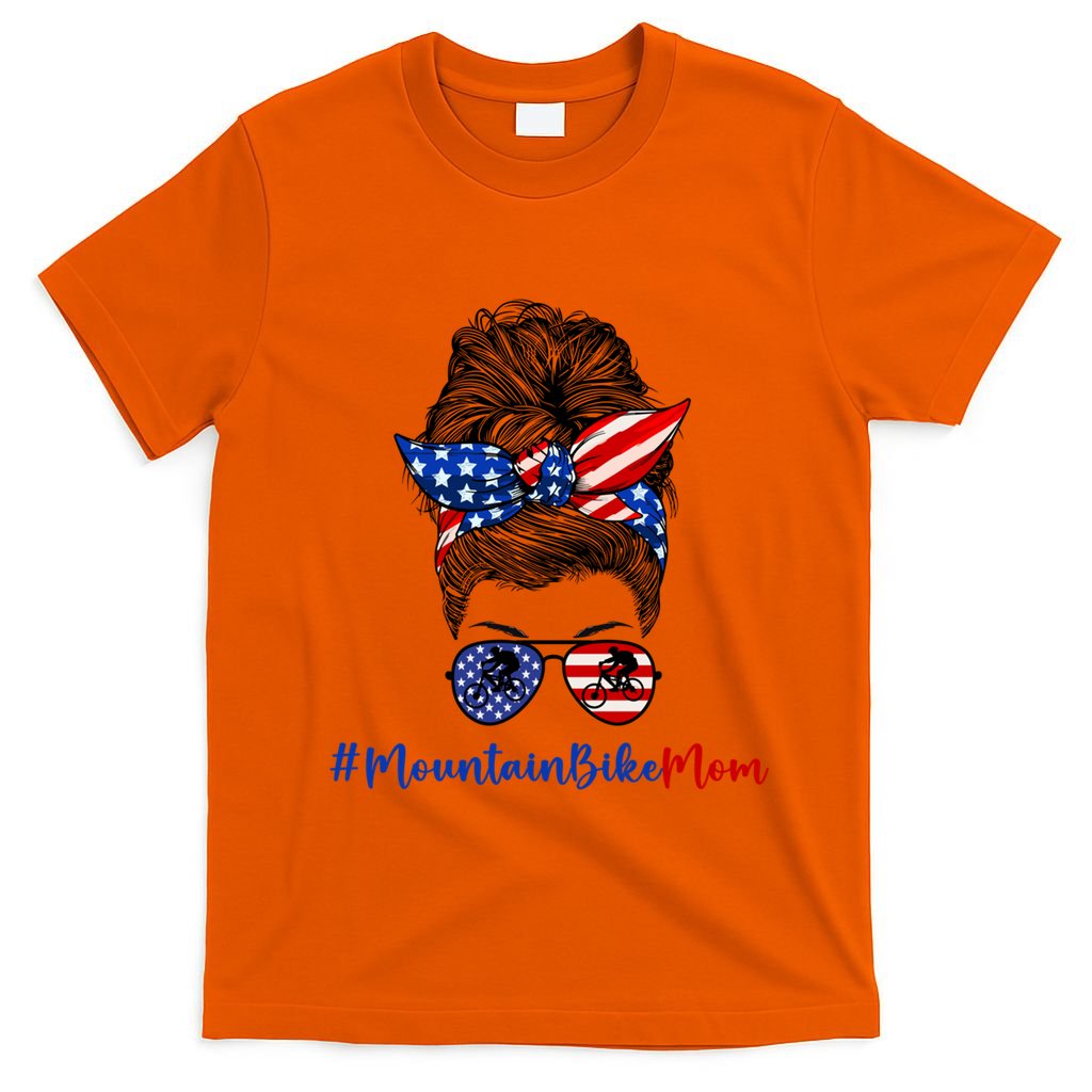 Mountain Bike Mom Mtb Biker Mountain Biking Mom 4th Of July Great Gift T-Shirt