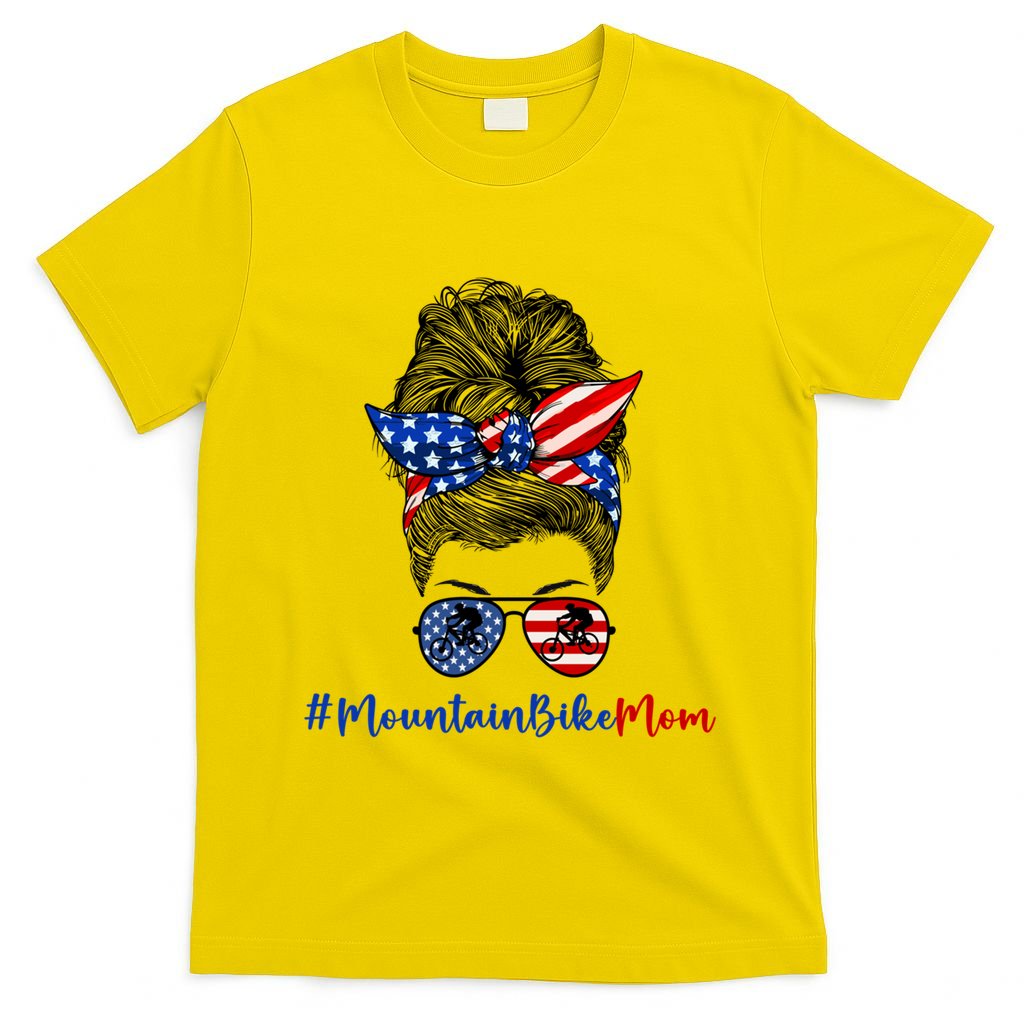 Mountain Bike Mom Mtb Biker Mountain Biking Mom 4th Of July Great Gift T-Shirt