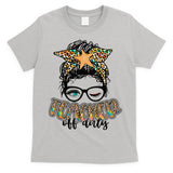 Messy Bun Summer Teacher Off Duty Leopard T-Shirt