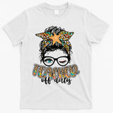 Messy Bun Summer Teacher Off Duty Leopard T-Shirt