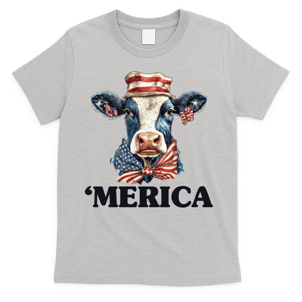 Merica Cow 4th Of July American Flag T-Shirt