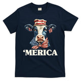 Merica Cow 4th Of July American Flag T-Shirt