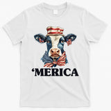 Merica Cow 4th Of July American Flag T-Shirt