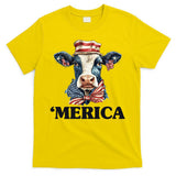 Merica Cow 4th Of July American Flag T-Shirt