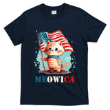 Meowica Cat 4th Of July Usa Patriotic American Flag T-Shirt
