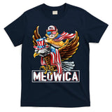 Meowica Cat Bald Eagle 4th Of July Patriotic American Flag T-Shirt
