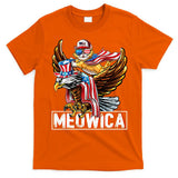 Meowica Cat Bald Eagle 4th Of July Patriotic American Flag T-Shirt