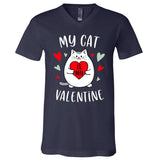 My Cat Is My Valentine Kitten Lover Heart Valentines Day V-Neck T-Shirt