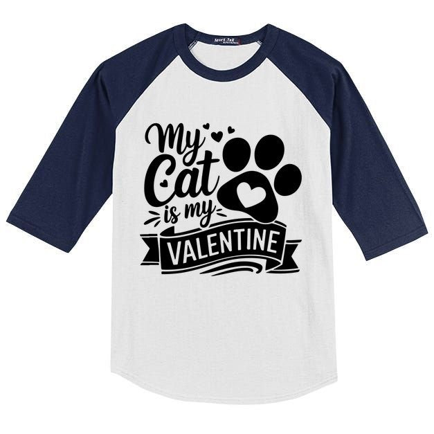 My Cat Is My Valentine Quotes Paws Heart Kids Colorblock Raglan Jersey