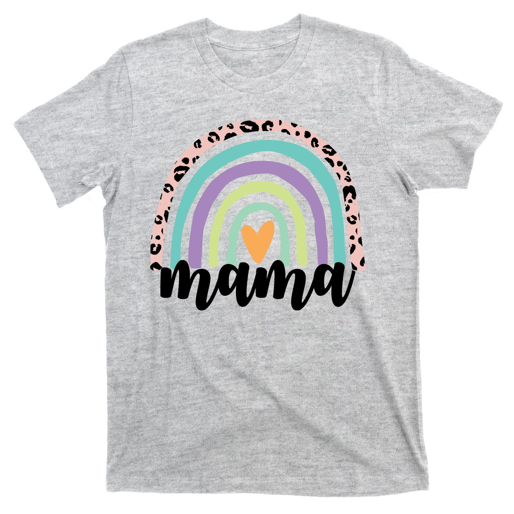 Mama Cheetah Rainbow Heart T-Shirt