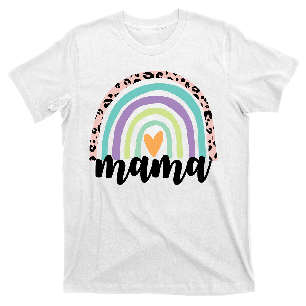 Mama Cheetah Rainbow Heart T-Shirt