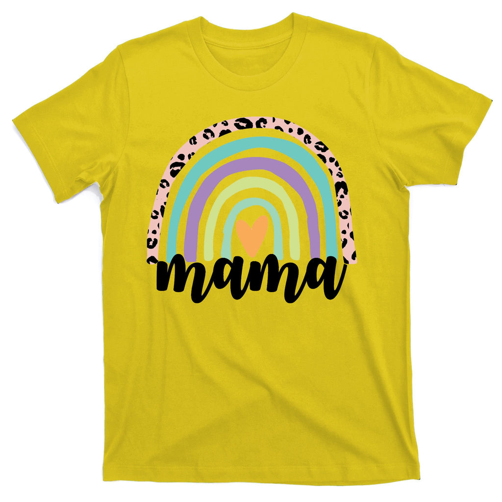 Mama Cheetah Rainbow Heart T-Shirt