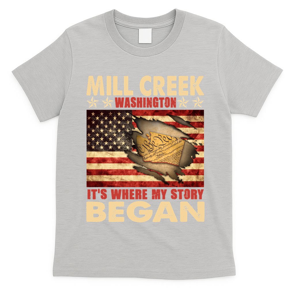 Mill Creek Washington Usa Flag 4th Of July Meaningful Gift T-Shirt