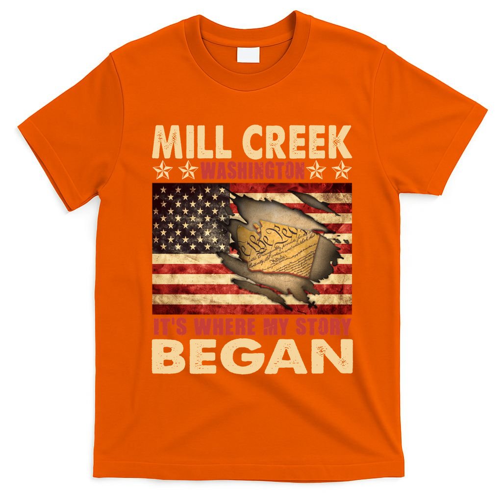 Mill Creek Washington Usa Flag 4th Of July Meaningful Gift T-Shirt