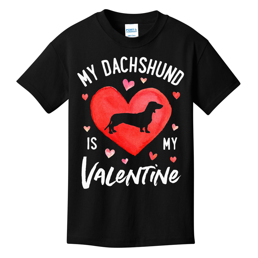 My Dachshund Is My Valentine Valentines Day Kids T-Shirt