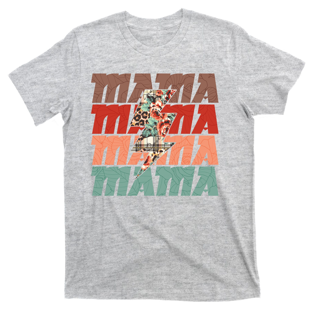 Mothers Day Mama Lightning Rose Pattern T-Shirt