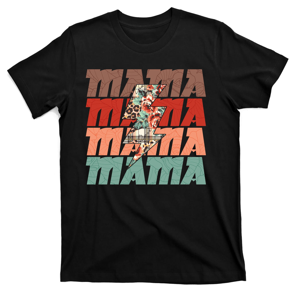 Mothers Day Mama Lightning Rose Pattern T-Shirt