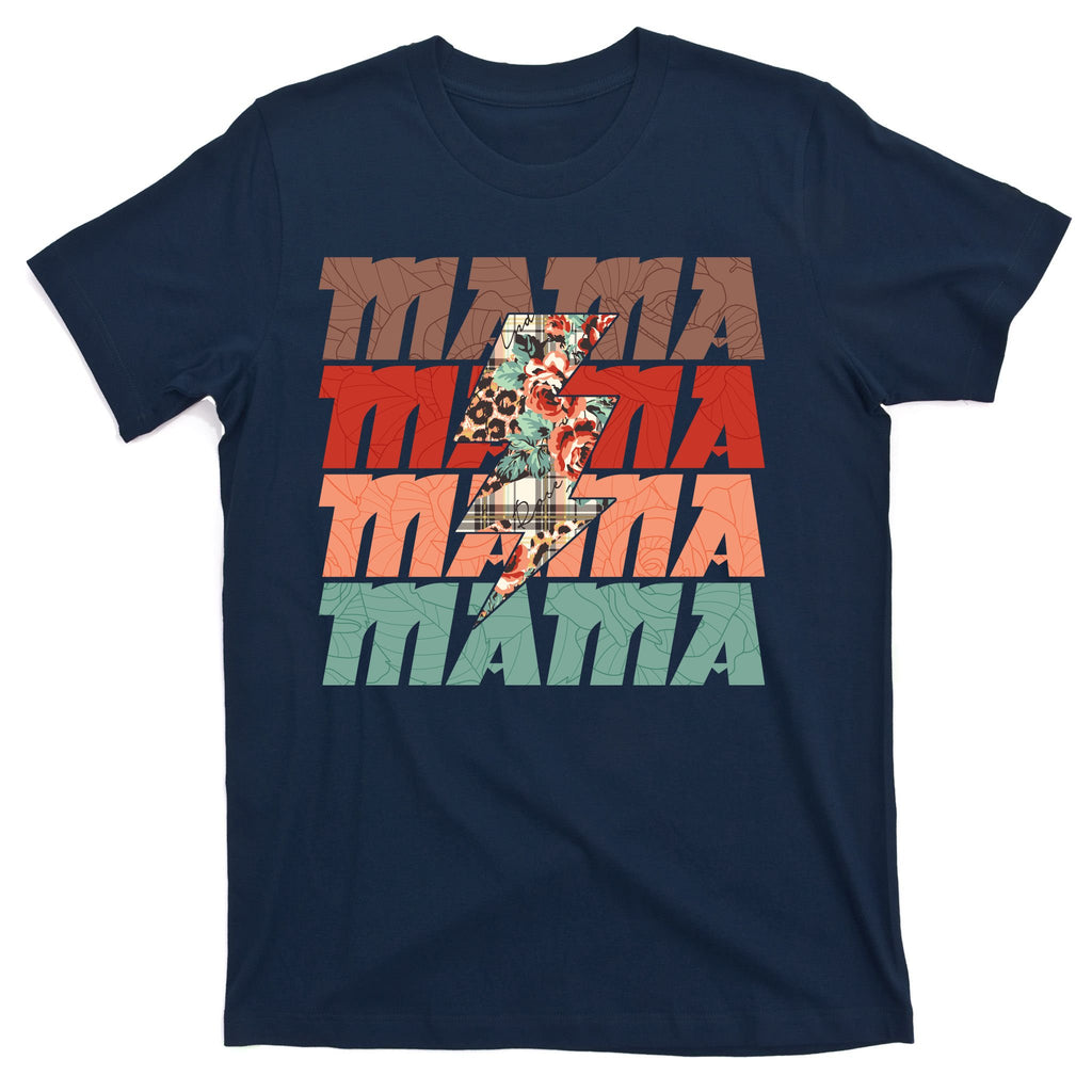 Mothers Day Mama Lightning Rose Pattern T-Shirt