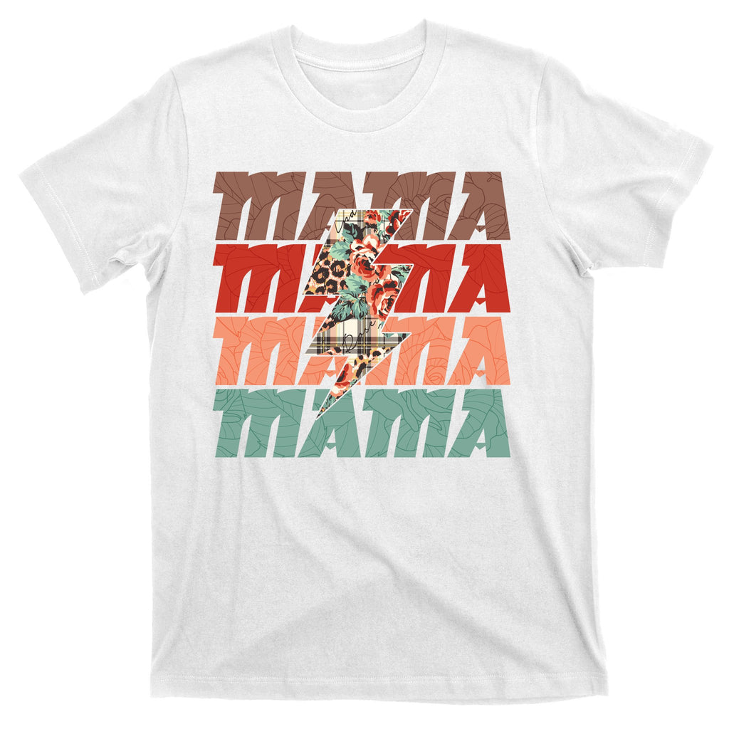 Mothers Day Mama Lightning Rose Pattern T-Shirt