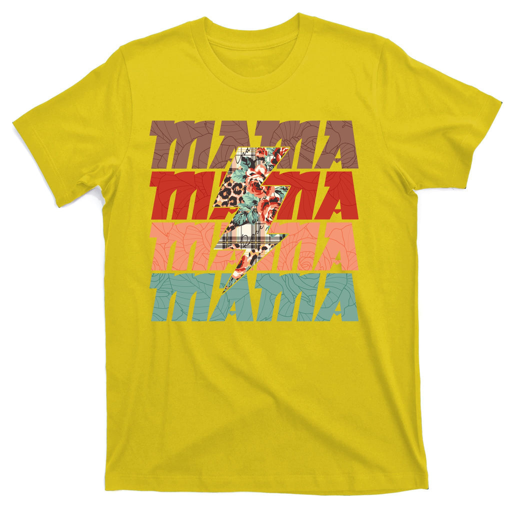 Mothers Day Mama Lightning Rose Pattern T-Shirt