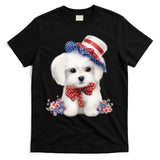 Maltese Dog Puppy USA Flag American Dogs Patriotic 4th Of July T-Shirt