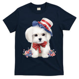 Maltese Dog Puppy USA Flag American Dogs Patriotic 4th Of July T-Shirt