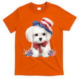 Maltese Dog Puppy USA Flag American Dogs Patriotic 4th Of July T-Shirt