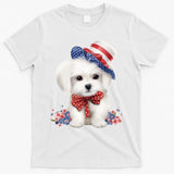 Maltese Dog Puppy USA Flag American Dogs Patriotic 4th Of July T-Shirt