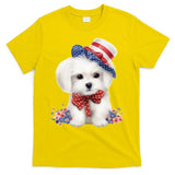 Maltese Dog Puppy USA Flag American Dogs Patriotic 4th Of July T-Shirt