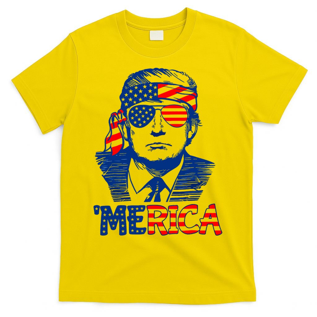 Merica Donald Trump 4th Of July Patristic American Flag T-Shirt