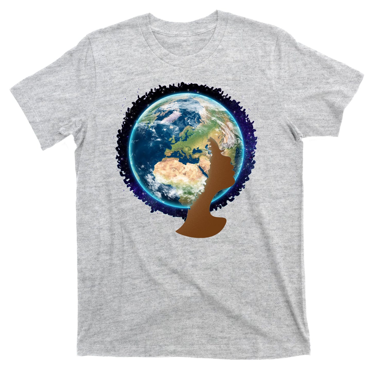 Mother Earth Afro Hair Galaxy T-Shirt