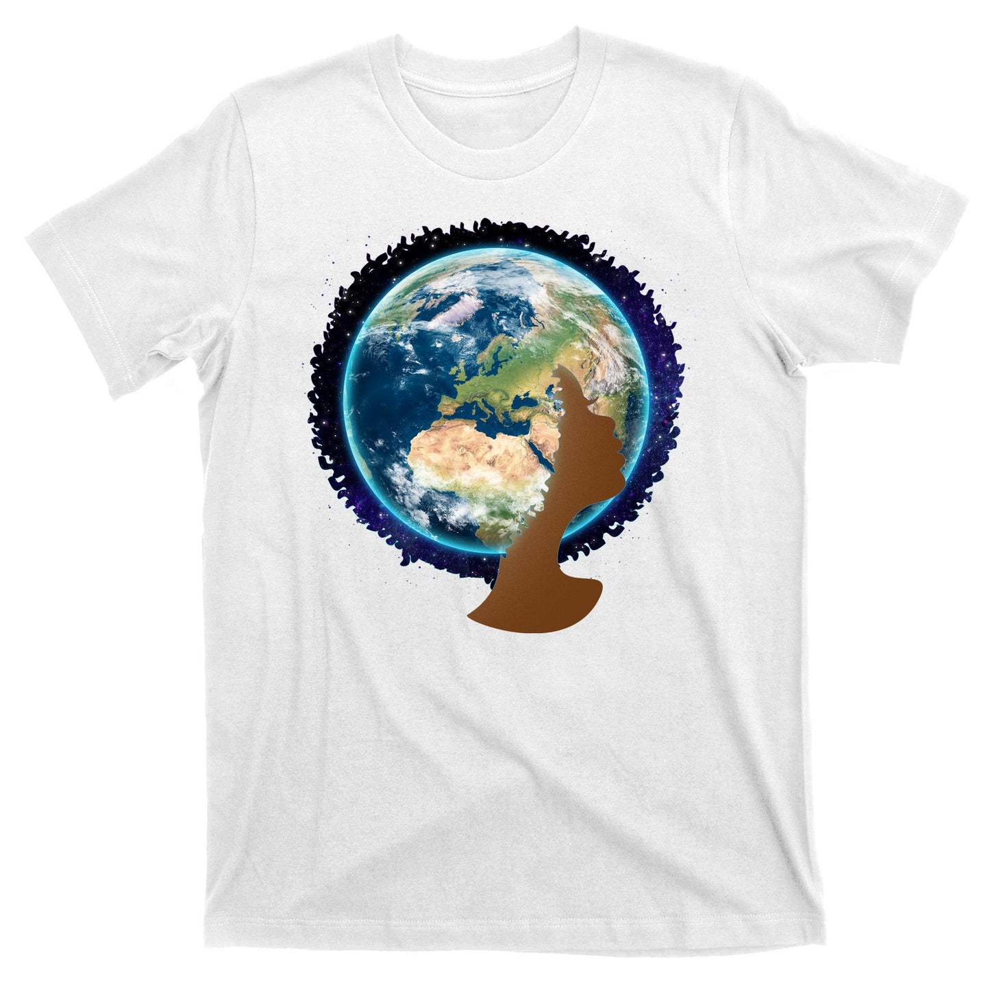 Mother Earth Afro Hair Galaxy T-Shirt