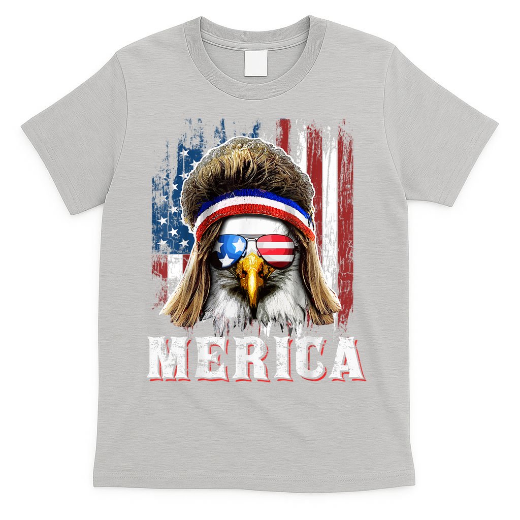 Merica Eagle Mullet 4th Of July American Flag Stars Stripes T-Shirt