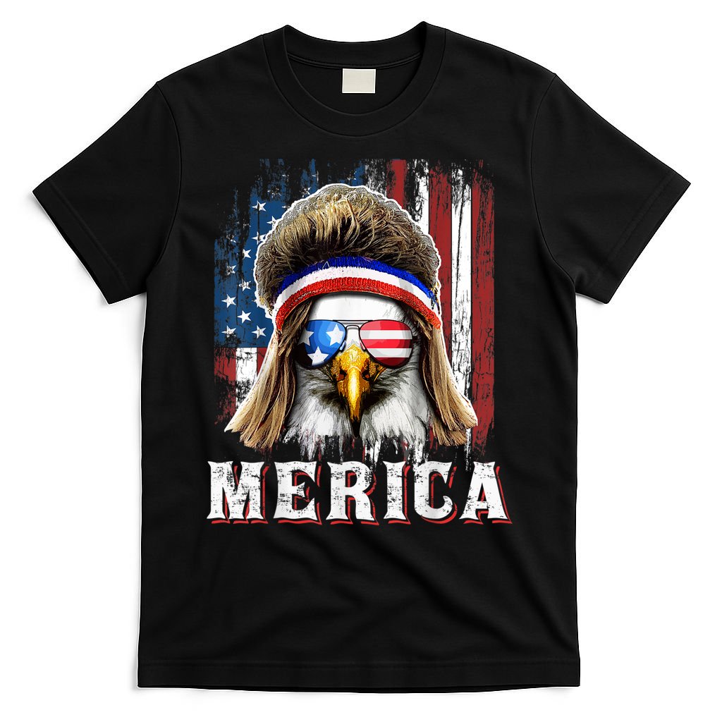 Merica Eagle Mullet 4th Of July American Flag Stars Stripes T-Shirt