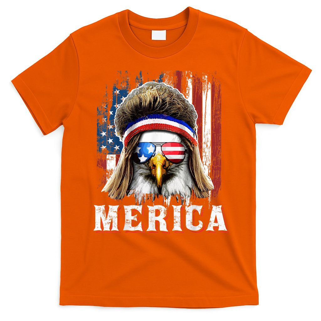 Merica Eagle Mullet 4th Of July American Flag Stars Stripes T-Shirt