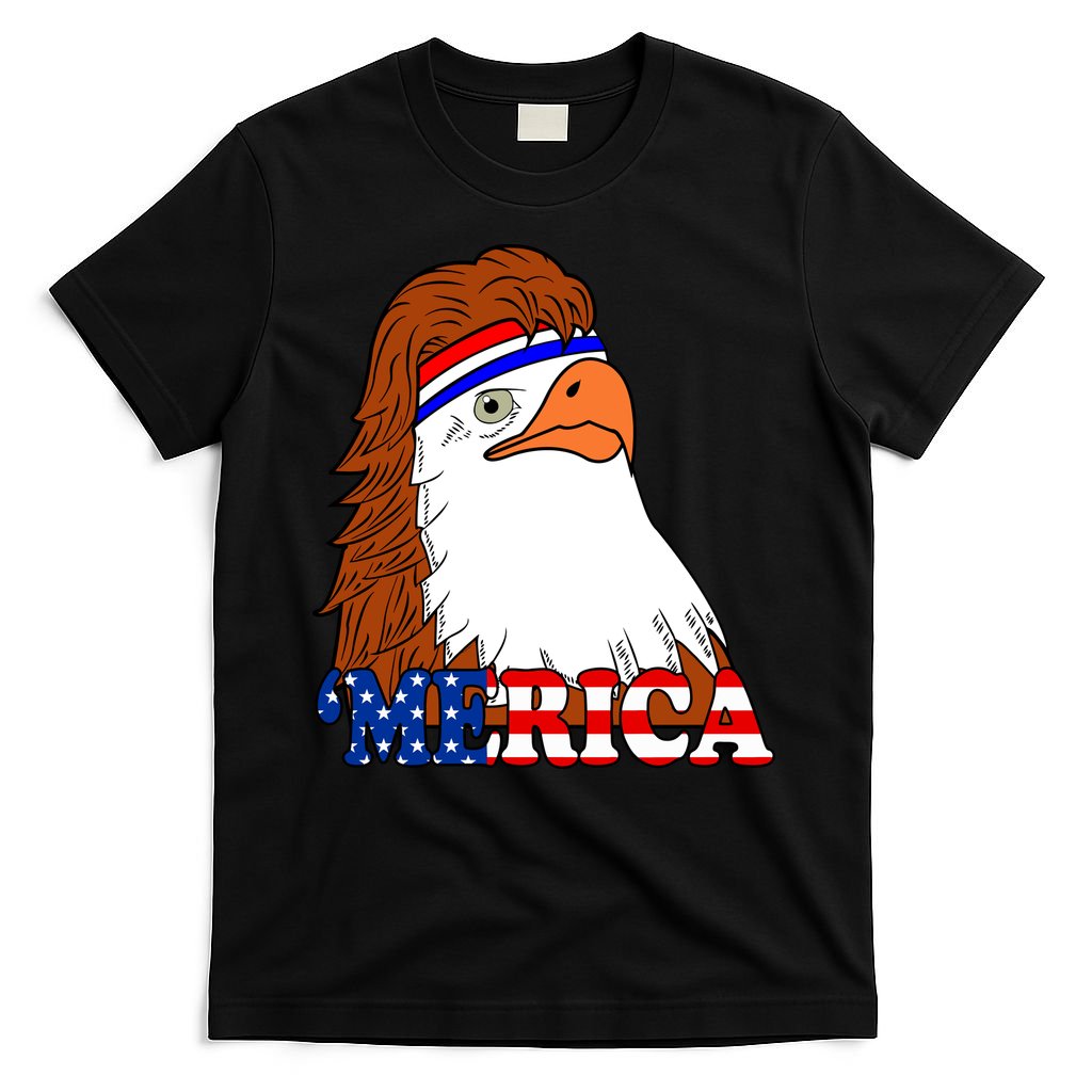 Merica Bald Eagle Retro USA Flag T-Shirt