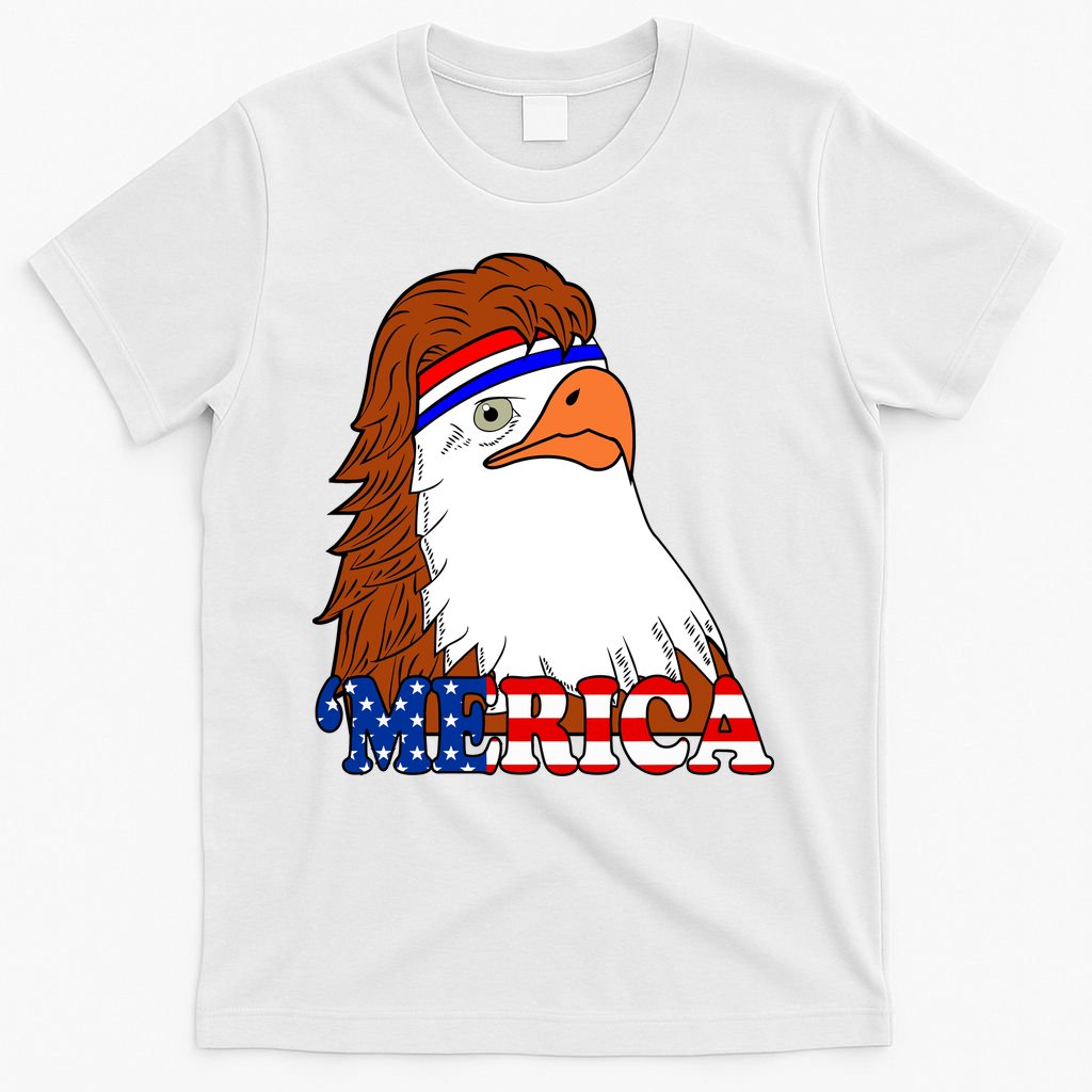 Merica Bald Eagle Retro USA Flag T-Shirt