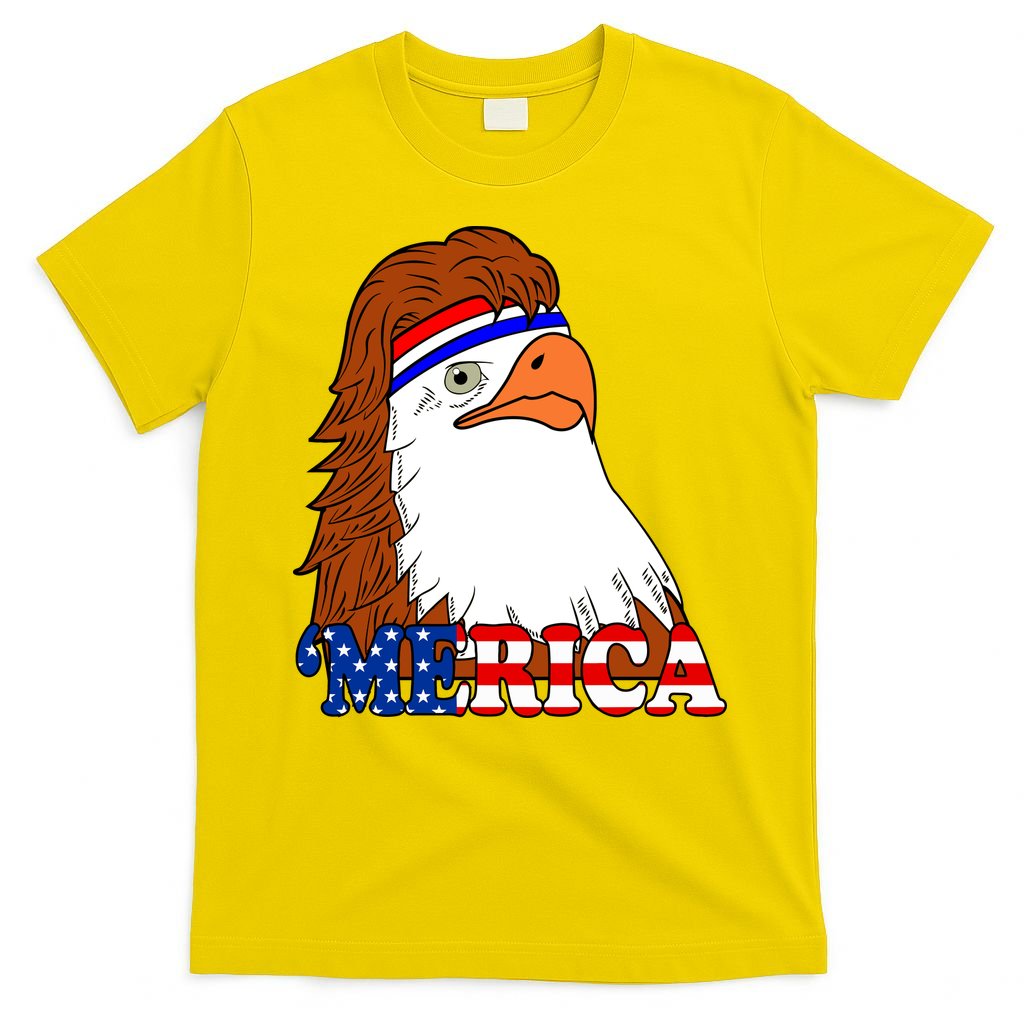 Merica Bald Eagle Retro USA Flag T-Shirt