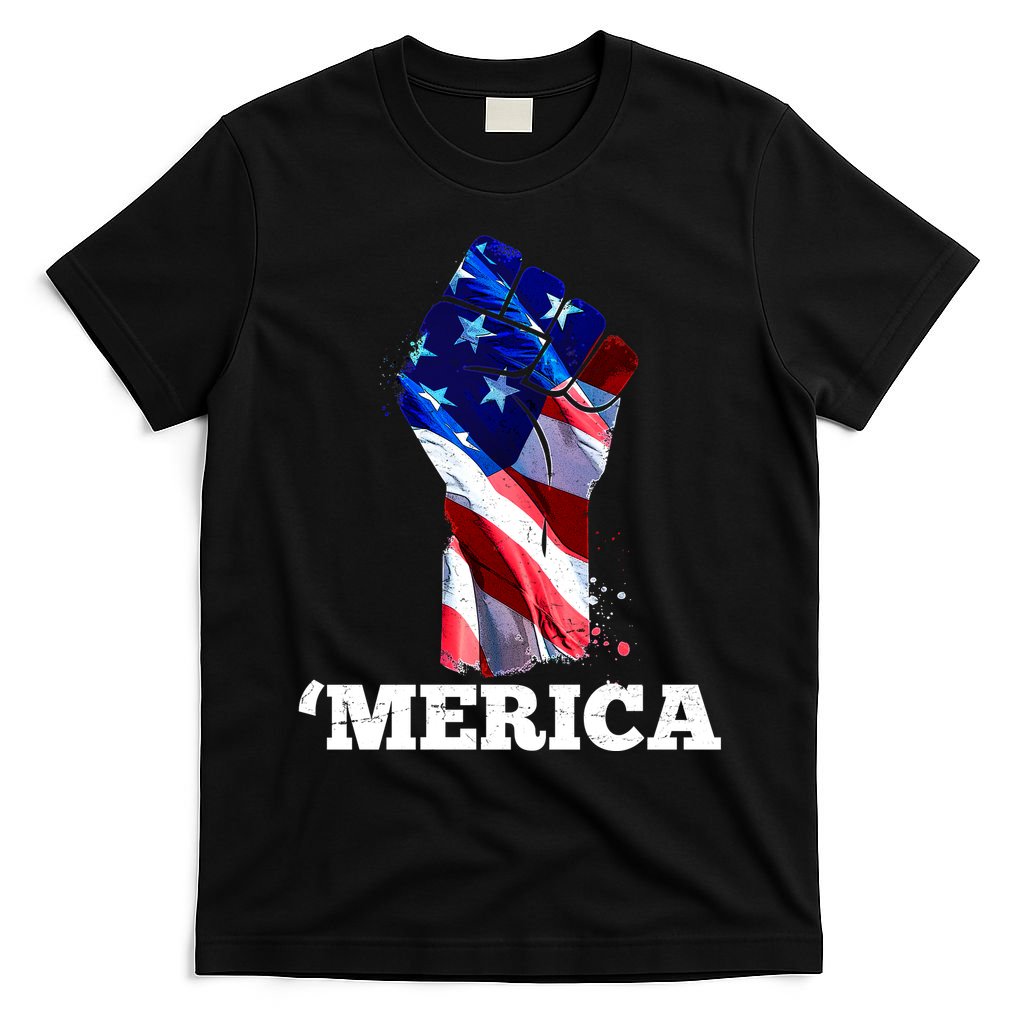 Merica USA American Flag Fist T-Shirt