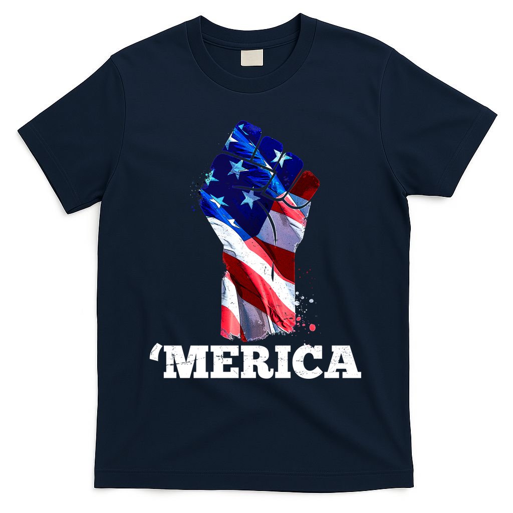 Merica USA American Flag Fist T-Shirt