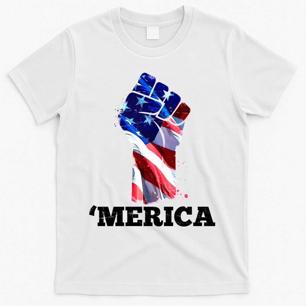 Merica USA American Flag Fist T-Shirt