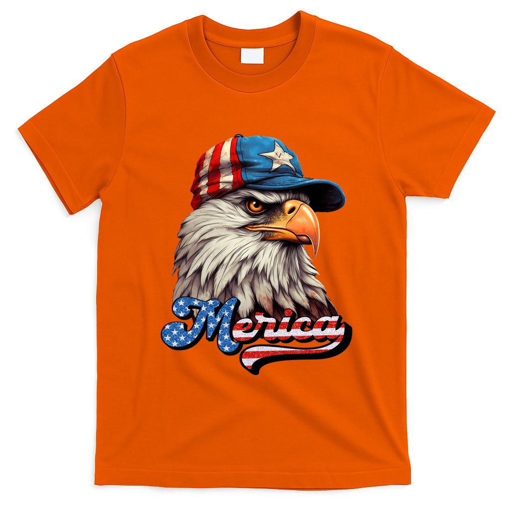Merica Eagle USA Eagle 4th Of July Patriotic Funny Bald Eagle T-Shirt