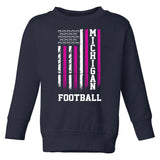 Michigan Football Fan Pink American Flag Toddler Sweatshirt
