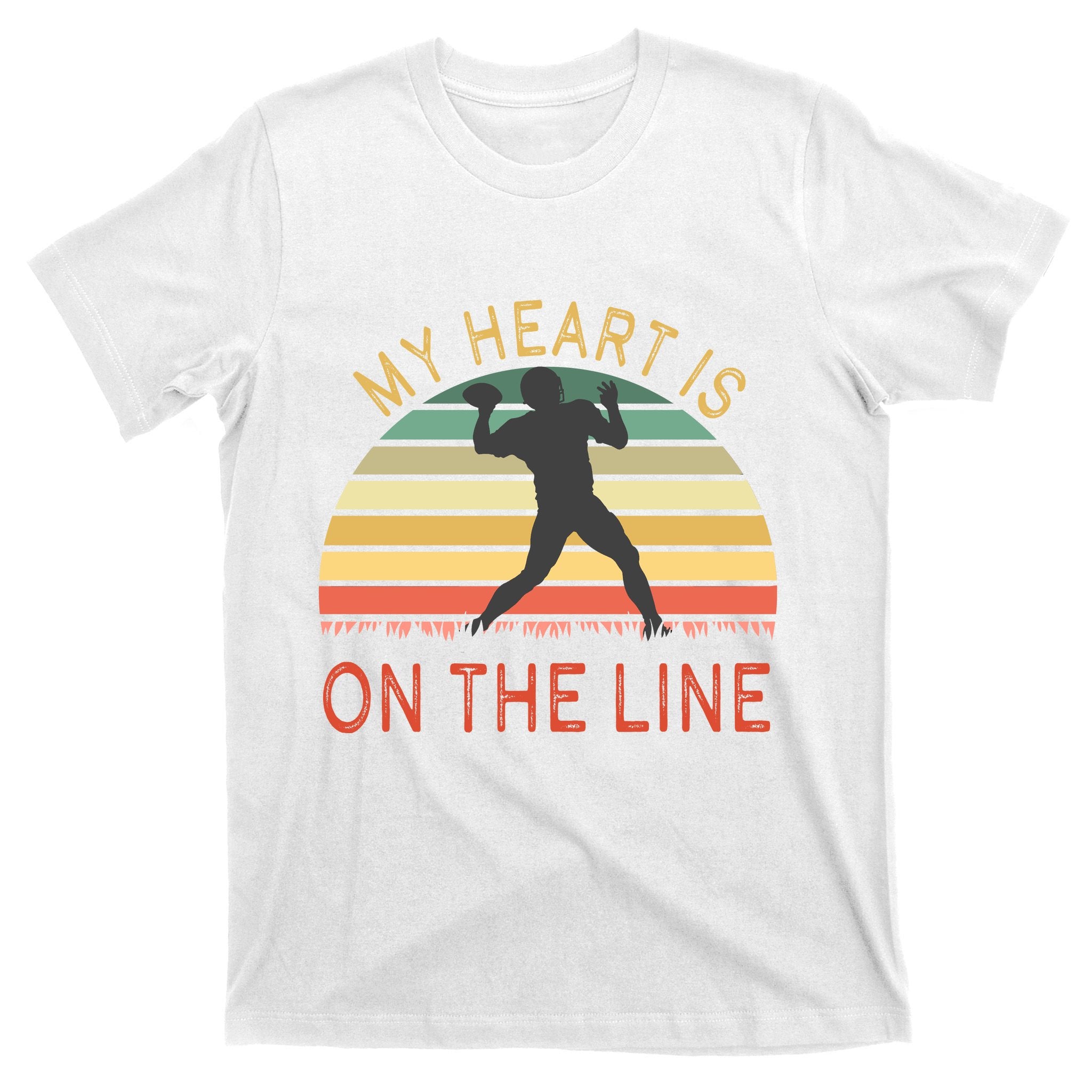 My Heart Is On The Line Football Offense Retro Design T-Shirt