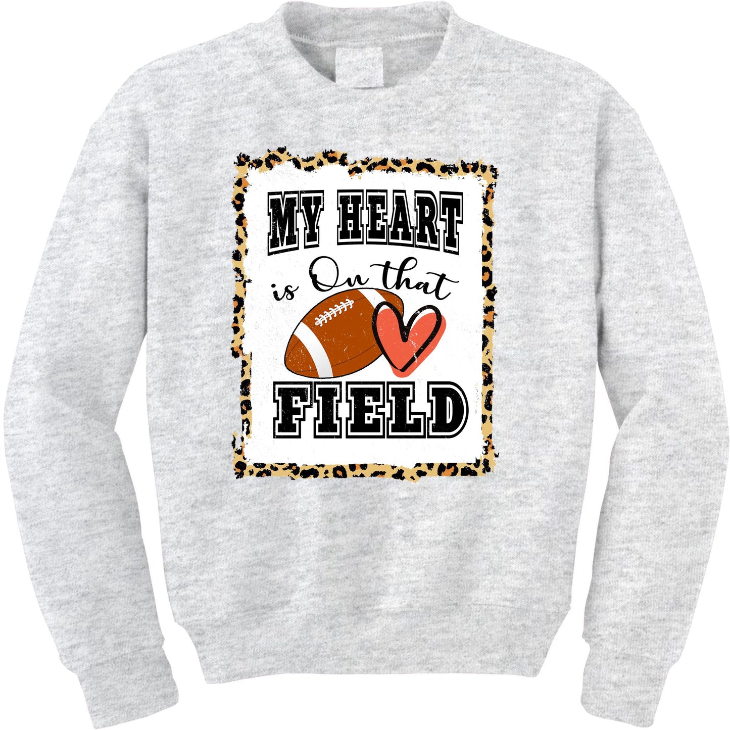 My Heart Is On The Field Cute Leppard Football Mom Kids Sweatshirt