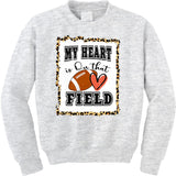 My Heart Is On The Field Cute Leppard Football Mom Kids Sweatshirt