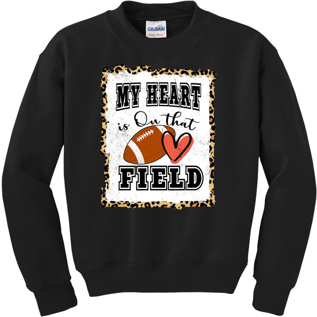 My Heart Is On The Field Cute Leppard Football Mom Kids Sweatshirt