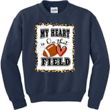 My Heart Is On The Field Cute Leppard Football Mom Kids Sweatshirt