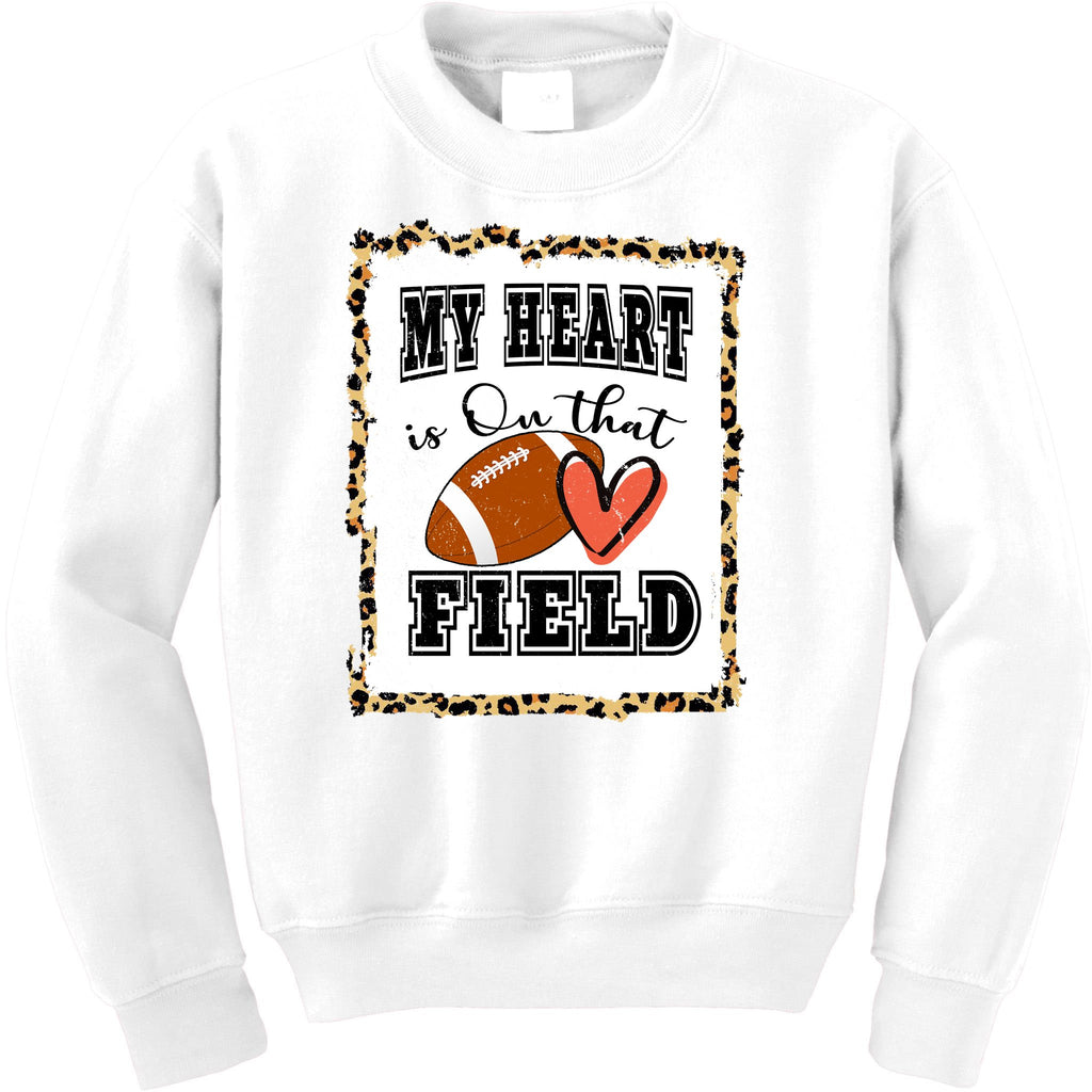 My Heart Is On The Field Cute Leppard Football Mom Kids Sweatshirt